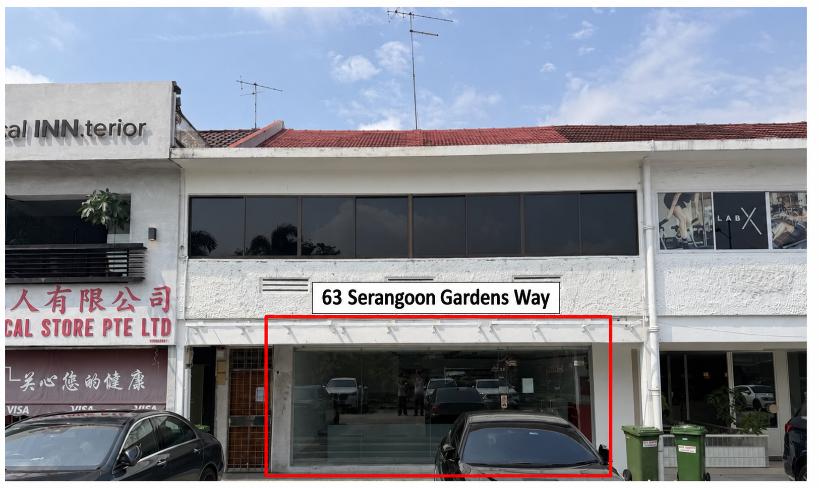 Front facade of the shophouse at 63 Serangoon Gardens Way